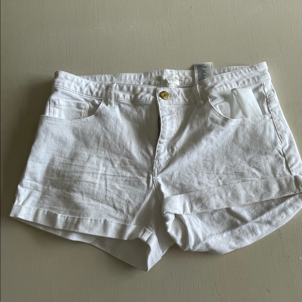 H&M white jean shorts, size 10